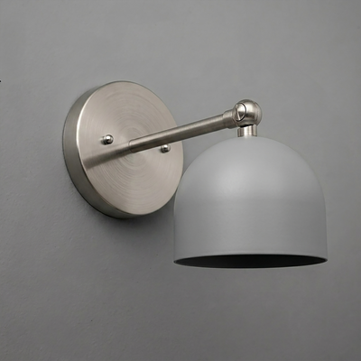 Brushed nickel 1-bulb wall sconce with round backplate and frosted dome lampshade. - SCONCE MODEL NO. 5103
