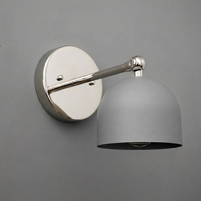 Wall-mounted single-bulb sconce with chrome round base and matte gray dome-shaped shade. - SCONCE MODEL NO. 5103