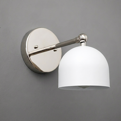 Wall-mounted sconce with polished chrome arm and matte white dome shade, single bulb fixture. - SCONCE MODEL NO. 5103