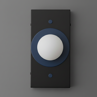 Modern rectangular black sconce with a matte coal blue circular frame and white globe diffuser. - SCONCE MODEL NO. 4474