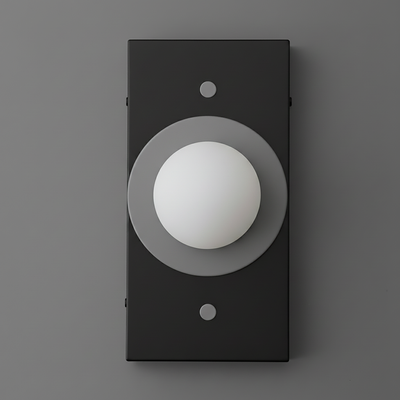 Matte black rectangular wall sconce with central frosted white globe light and minimalistic design. - SCONCE MODEL NO. 4474