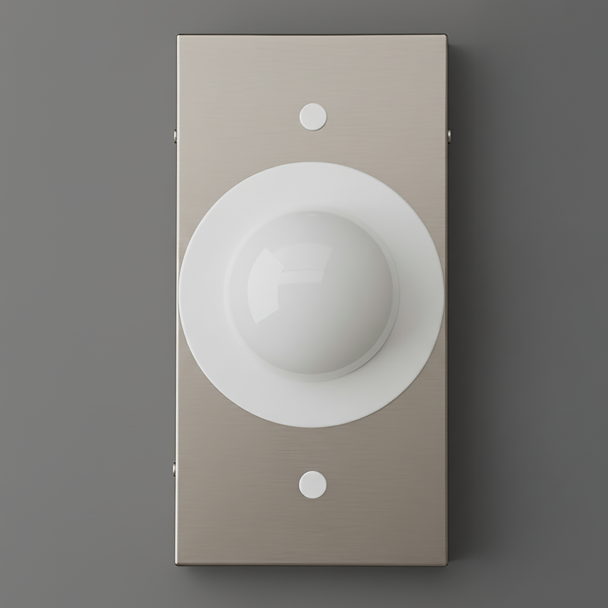 Minimalist wall sconce with matte white globe and brushed antique brass rectangular backplate. - SCONCE MODEL NO. 4474