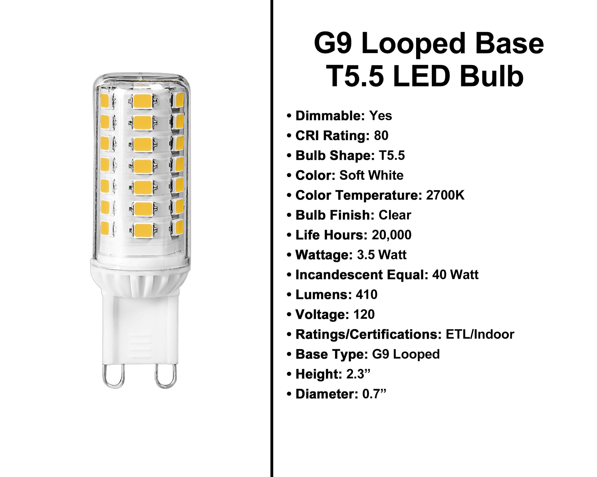G9 Socket Bulbs - 5 Pack