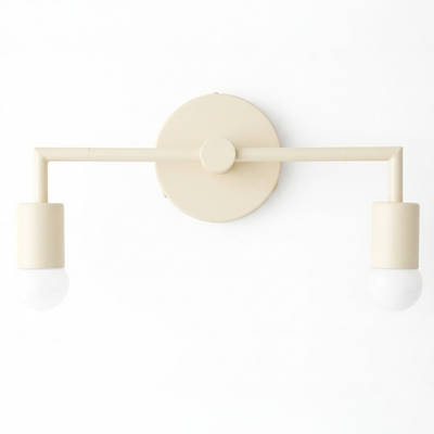 Matte beige Scandinavian-style vanity light with two exposed bulbs and cylindrical holders. - VANITY LIGHT MODEL NO. 1561