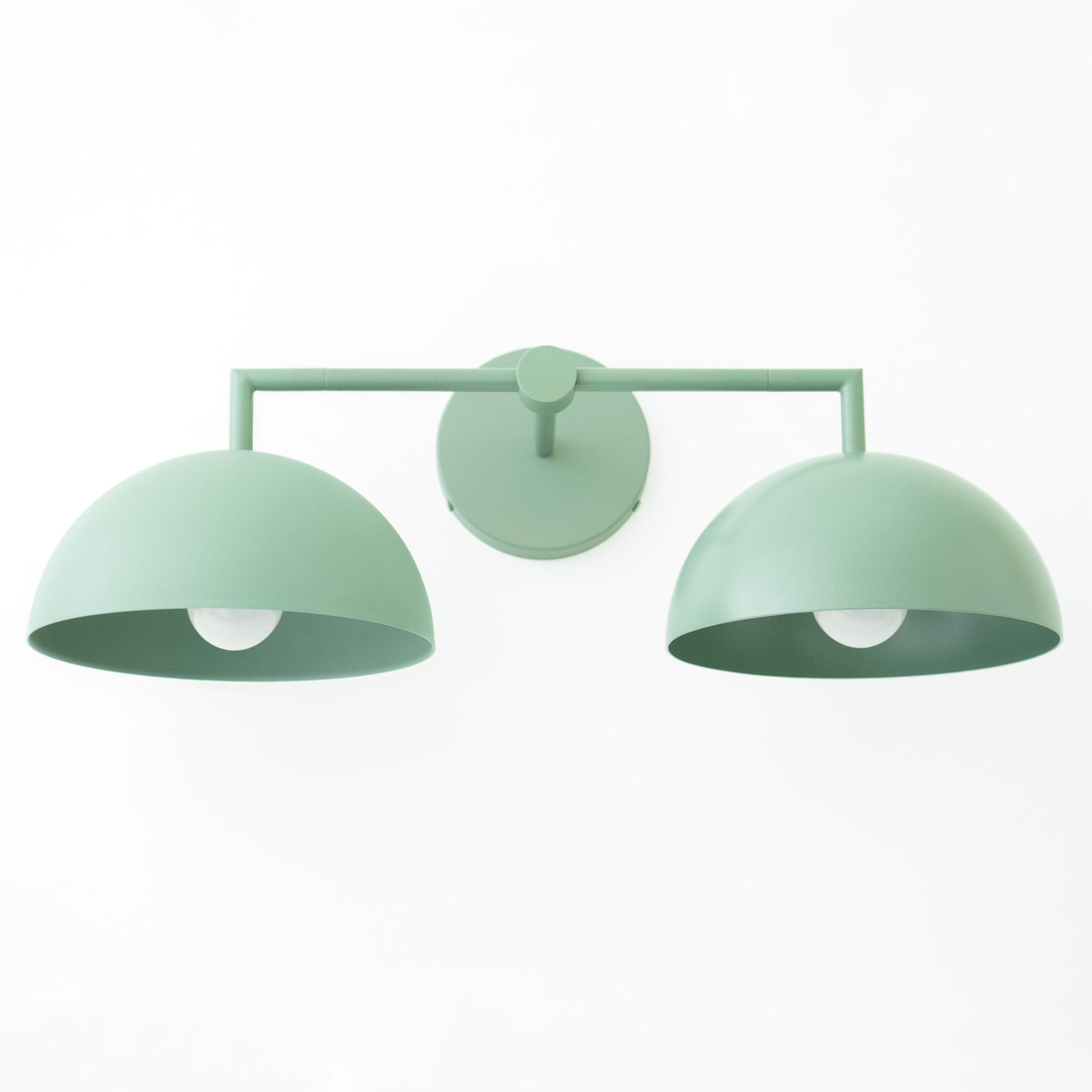 Mint green double dome vanity light with matte finish and exposed bulbs. - VANITY LIGHT MODEL NO. 6074