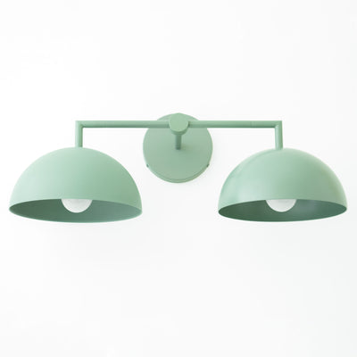 Mint green double dome vanity light with matte finish and exposed bulbs. - VANITY LIGHT MODEL NO. 6074