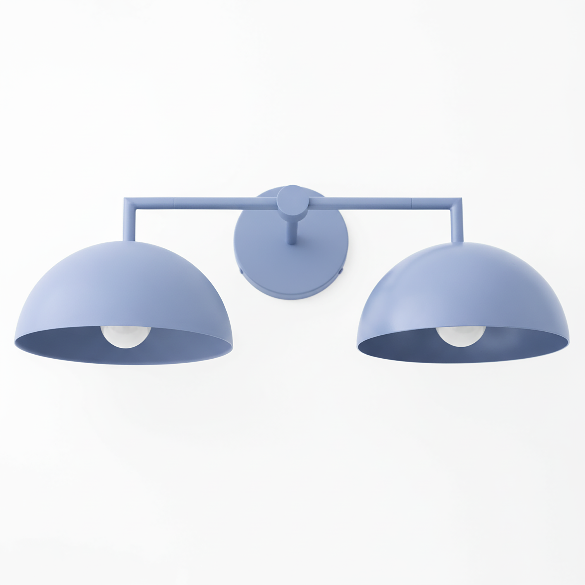 Two-light periwinkle dome-shaped vanity light with matte finish and central wall mount. - VANITY LIGHT MODEL NO. 6074