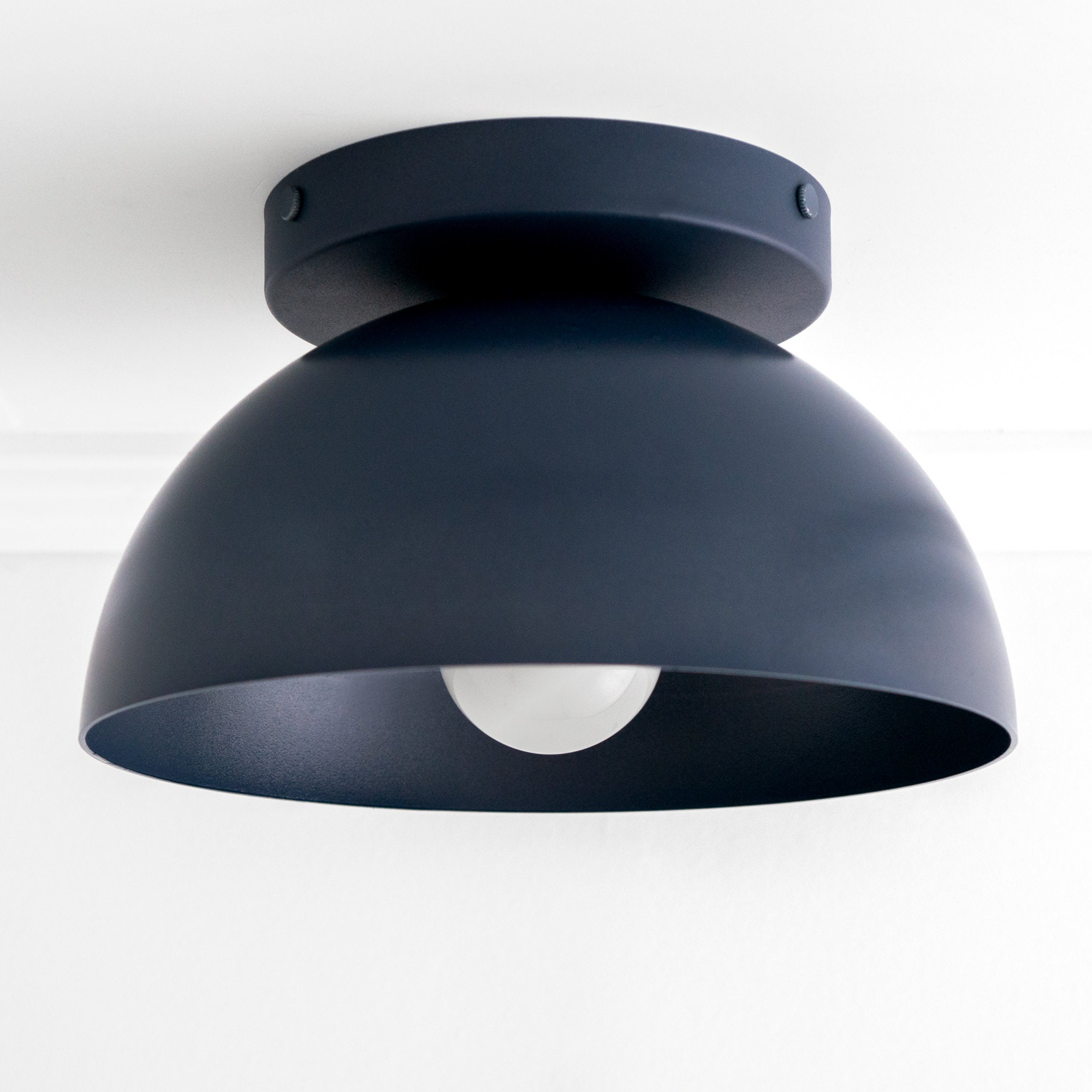 Matte black dome-shaped flush mount ceiling light with smooth, minimalist Scandinavian design. - CEILING LIGHT MODEL NO. 9105