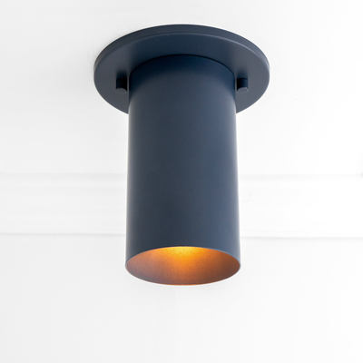 Matte black cylindrical flush mount ceiling light with warm inner shade and minimalist design. - CEILING LIGHT MODEL NO. 4771