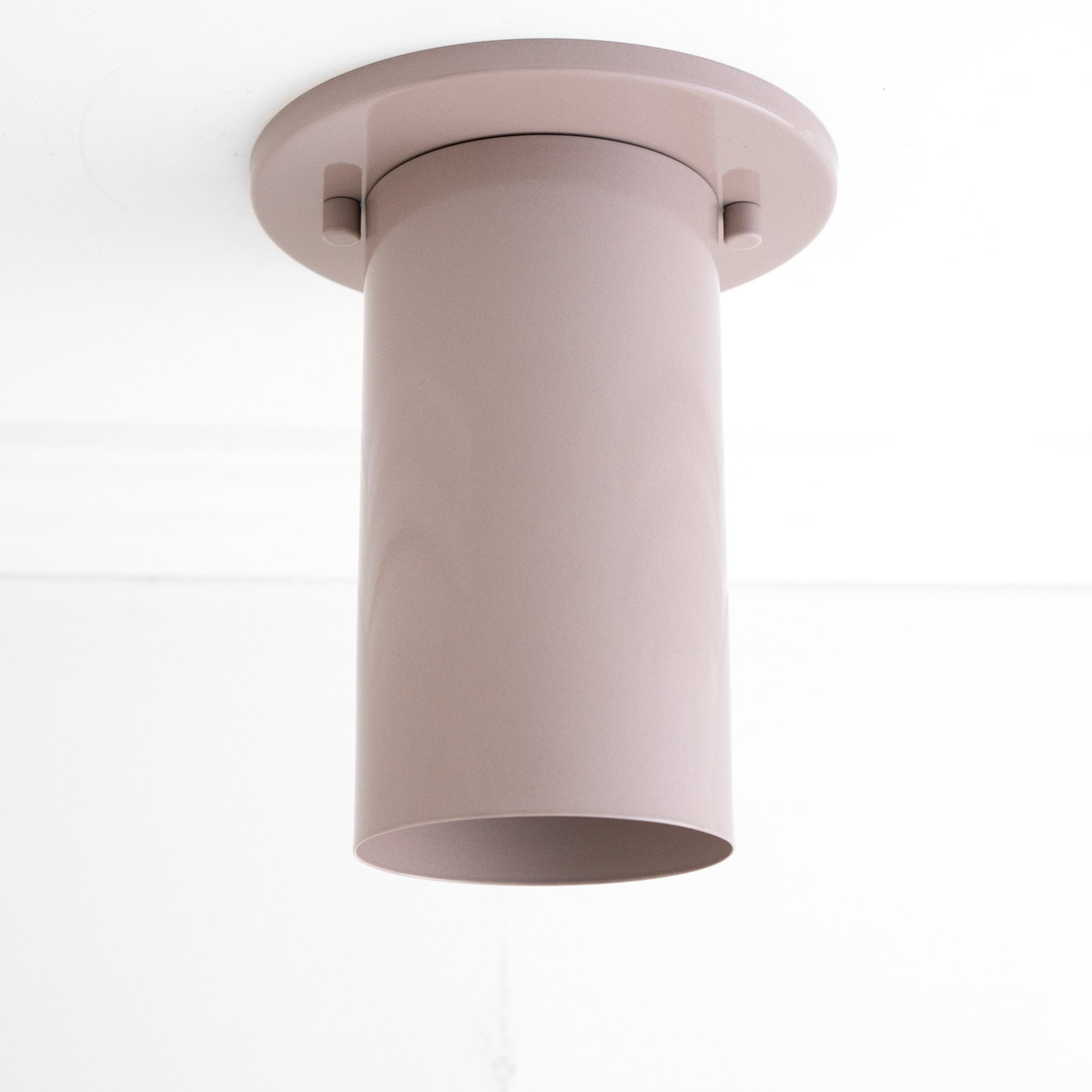 Matte beige cylindrical flush mount ceiling light with smooth finish and round base plate. - CEILING LIGHT MODEL NO. 4771