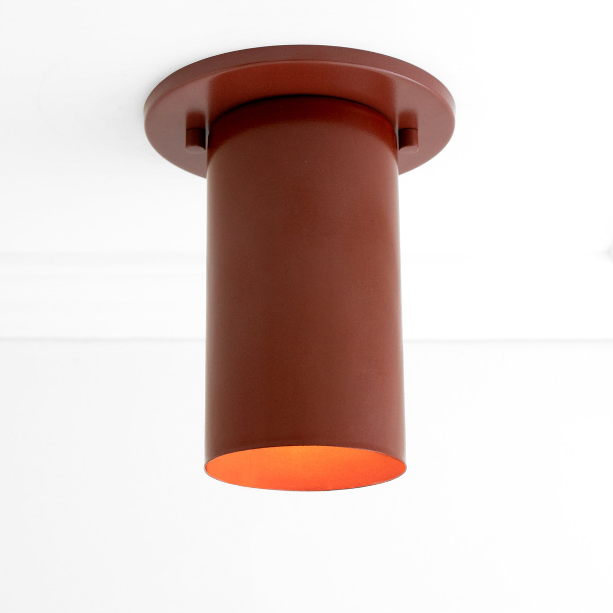 Brown cylindrical flush mount ceiling light with smooth matte finish and minimalist design. - CEILING LIGHT MODEL NO. 4771