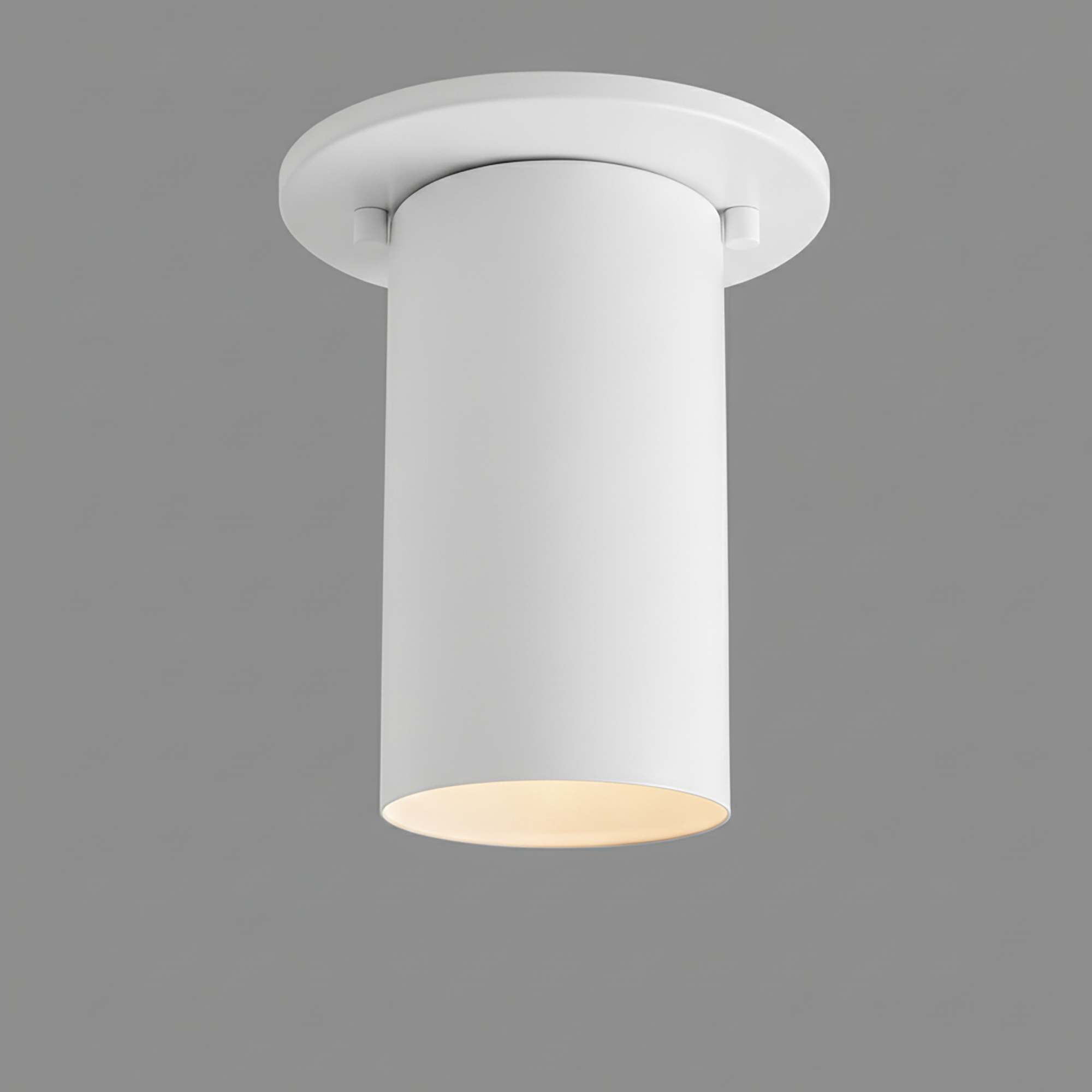Matte white cylindrical flush mount ceiling light with minimalist design and soft downward glow. - CEILING LIGHT MODEL NO. 4771