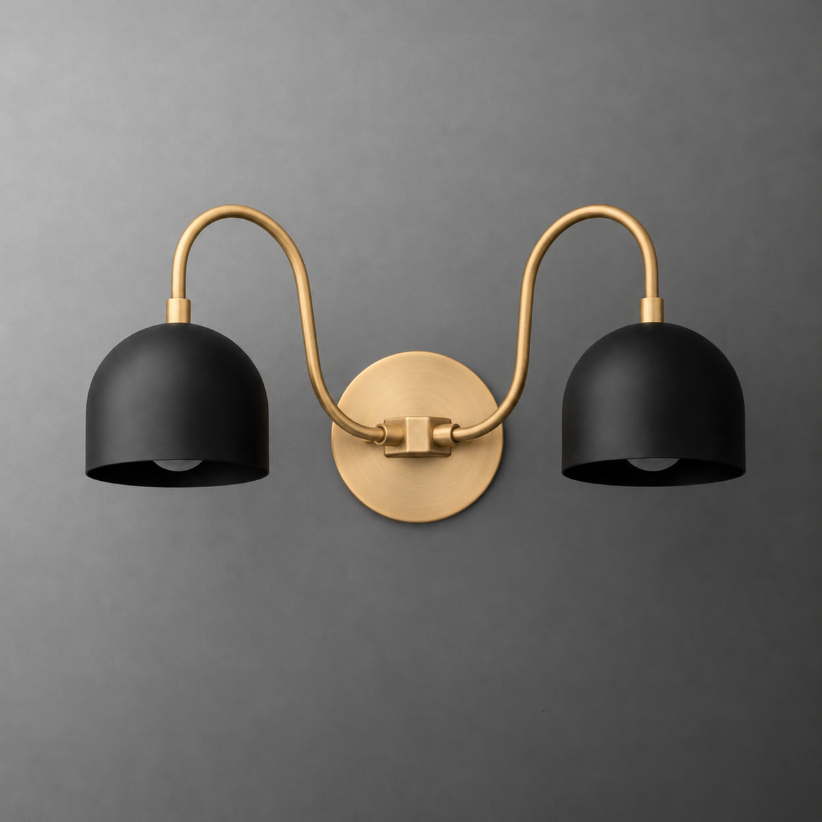 VANITY MODEL NO. 8509 in Raw Brass with black shades