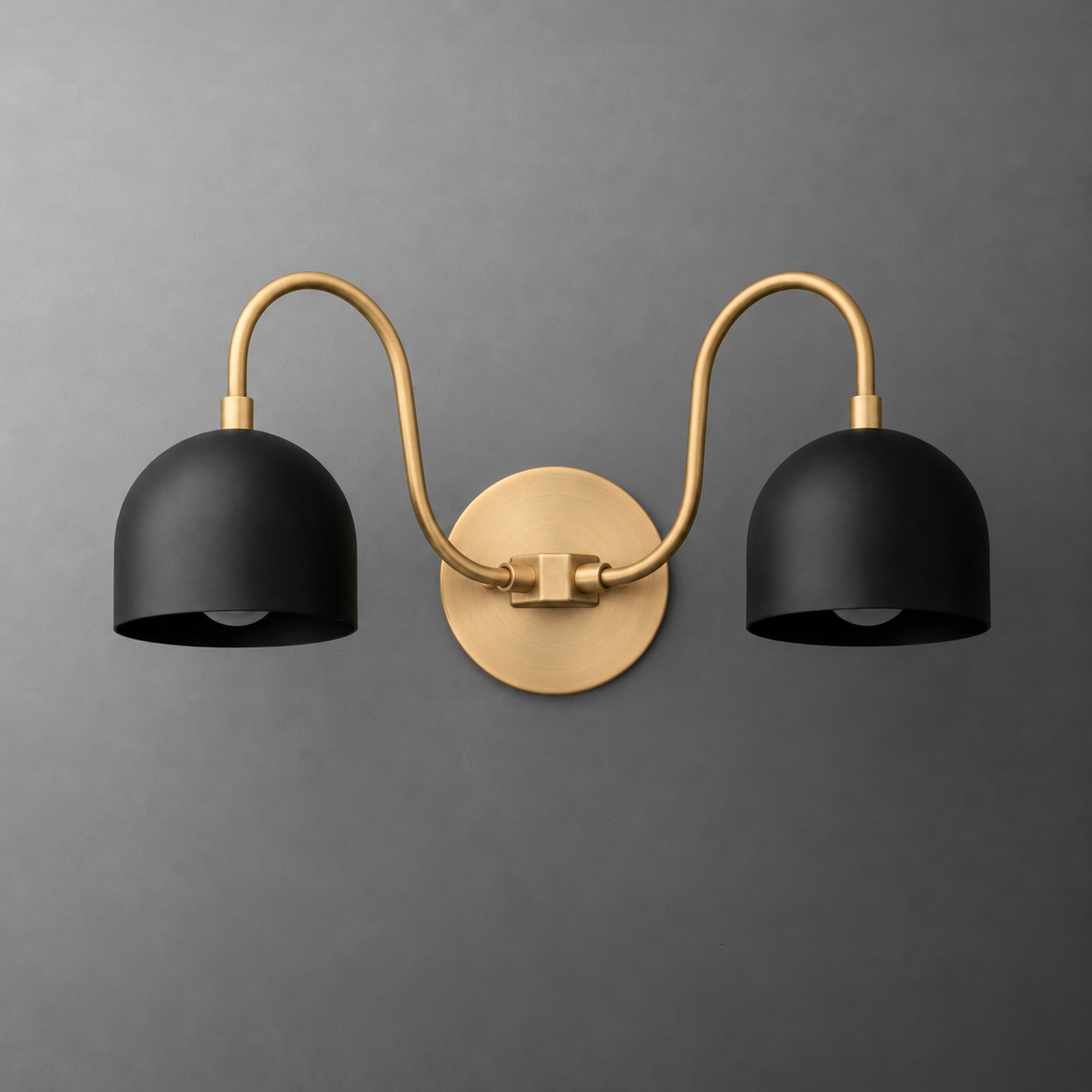 VANITY MODEL NO. 8509 in Raw Brass with black shades