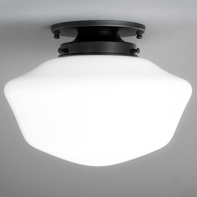 Flush mount ceiling light with soft-edged white glass shade and matte black metal fixture. - CEILING LIGHT MODEL NO. 4340