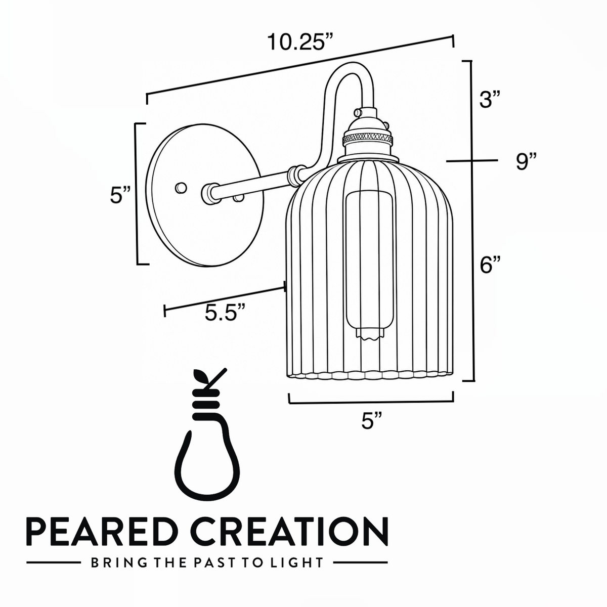 Wall-mounted metal sconce with curved arm, round base, and vertical wire cage shade in black finish. - SCONCE MODEL NO. 1117