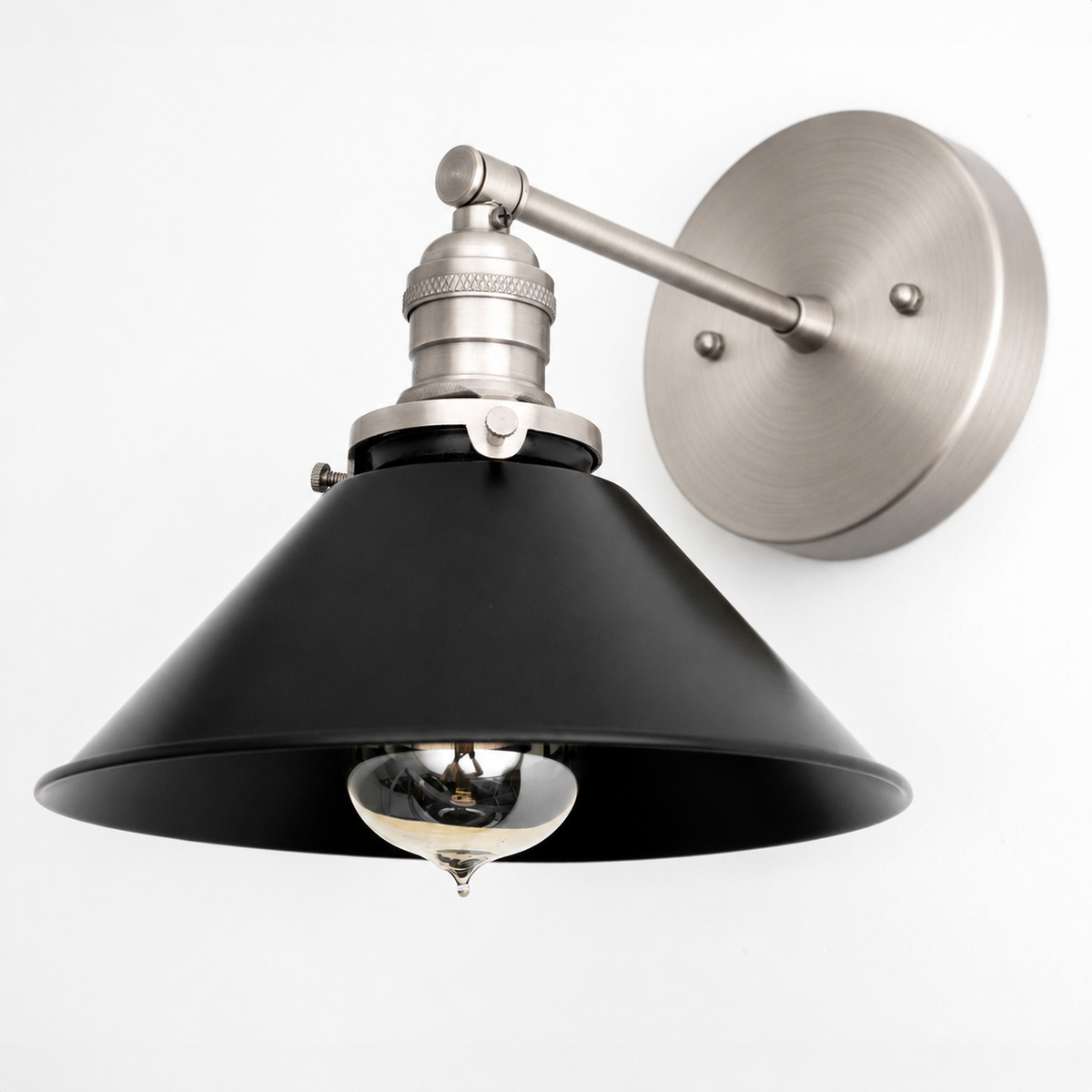 SCONCE MODEL NO. 9442 in Brushed Nickel with black shade