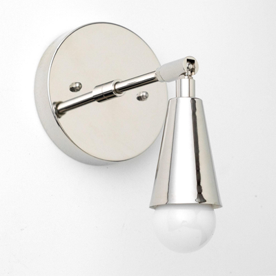 Polished nickel mid-century modern wall sconce with adjustable arm and exposed bulb. - SCONCE MODEL NO. 4339