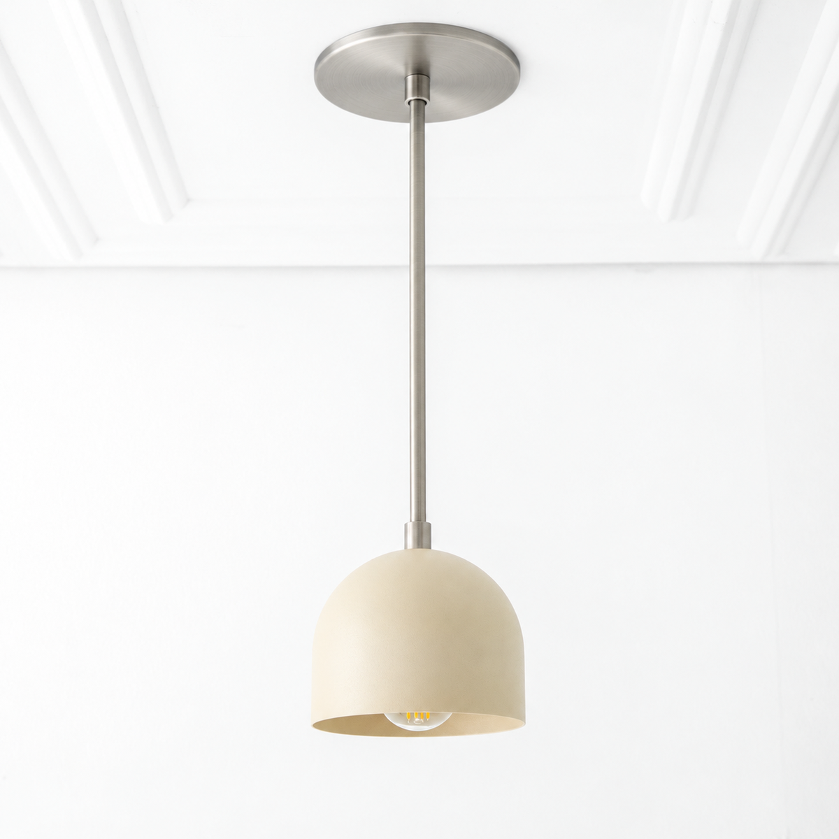 PENDANT MODEL NO. 8906 in Brushed Nickel/Cream with cream shade
