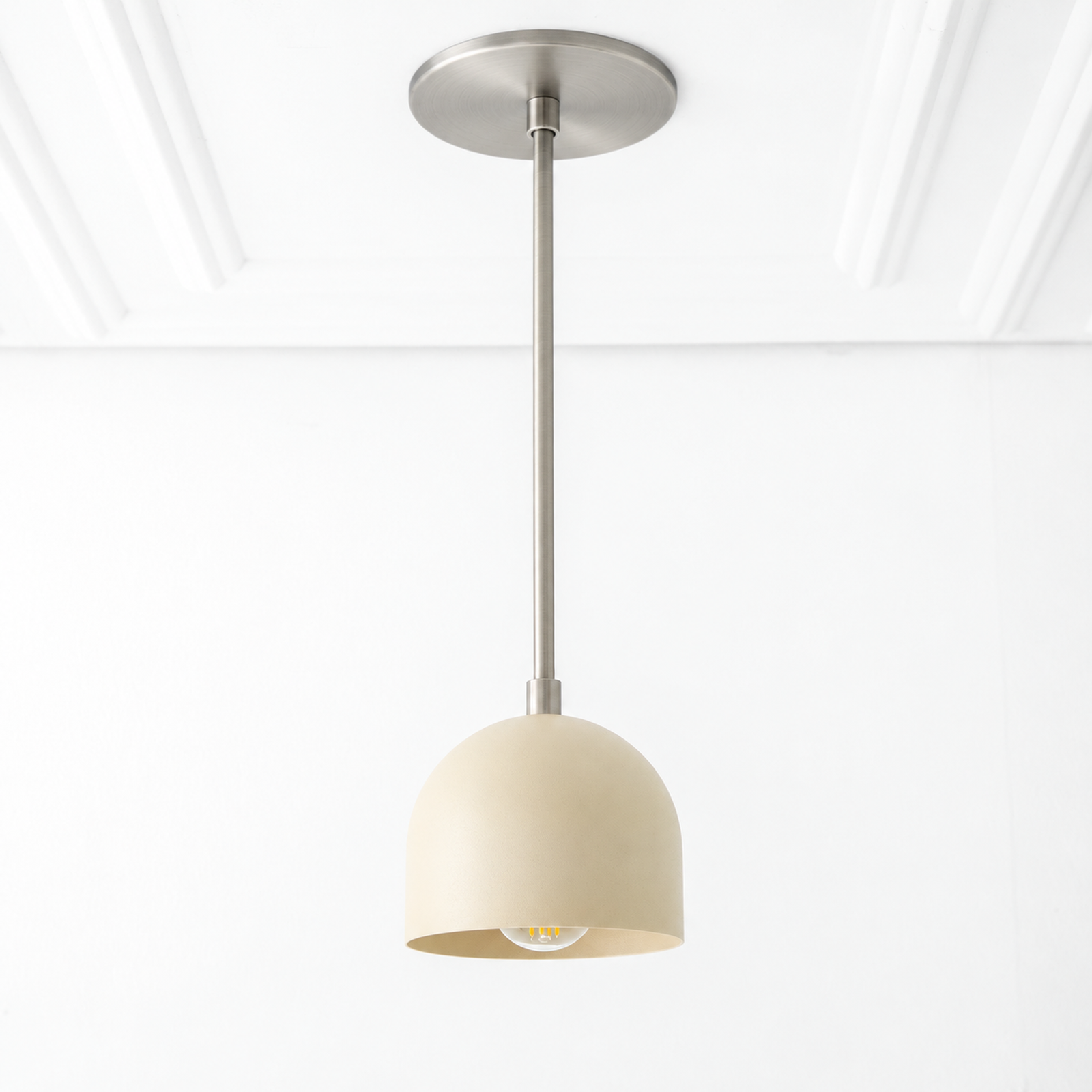 PENDANT MODEL NO. 8906 in Brushed Nickel/Cream with cream shade