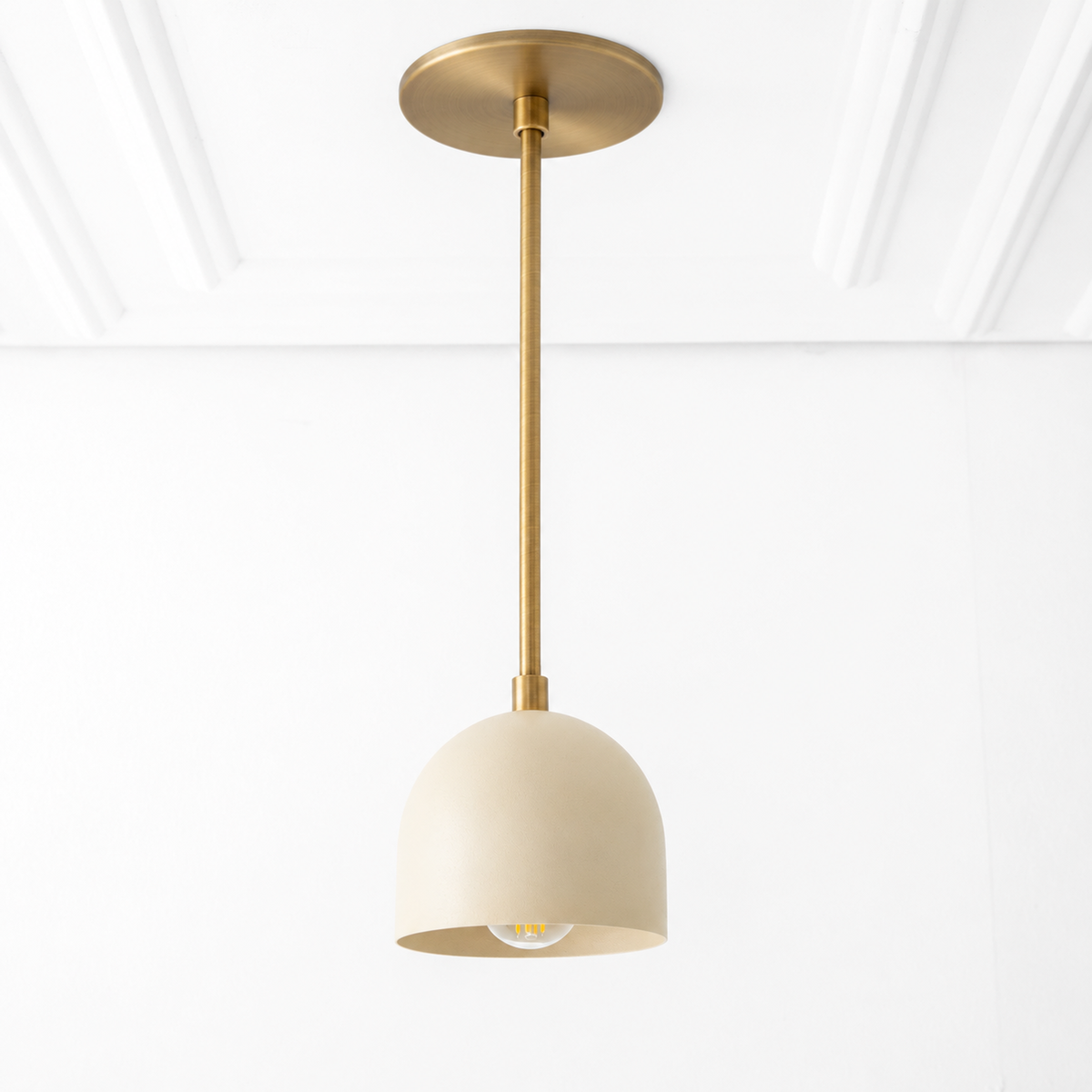 PENDANT MODEL NO. 8906 in Raw Brass/Cream with cream shade