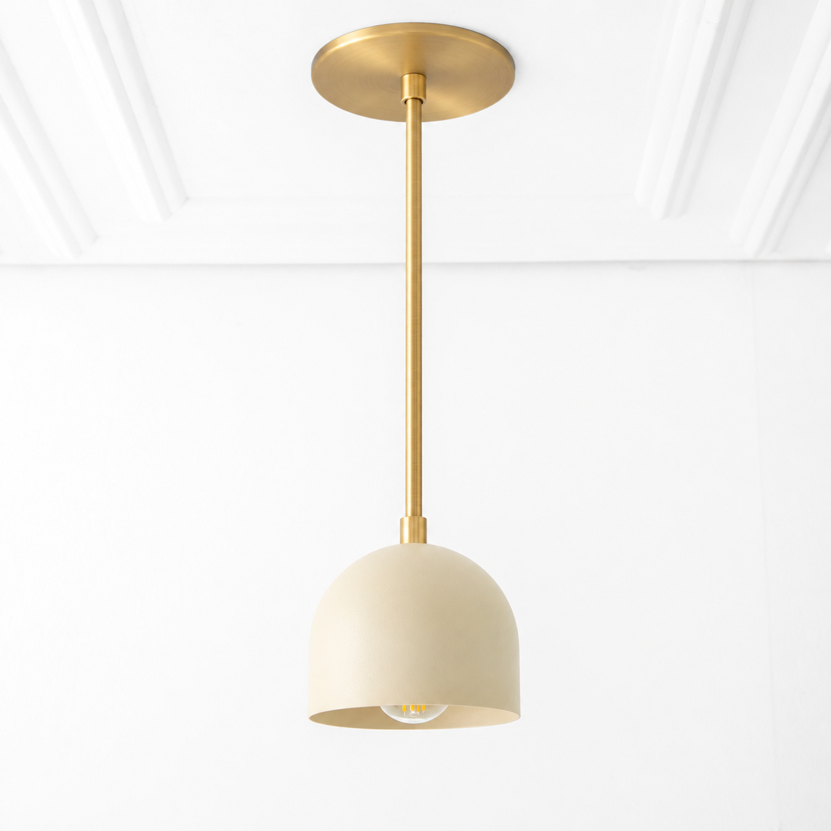 PENDANT MODEL NO. 8906 in Sealed Brass/Cream with cream shade