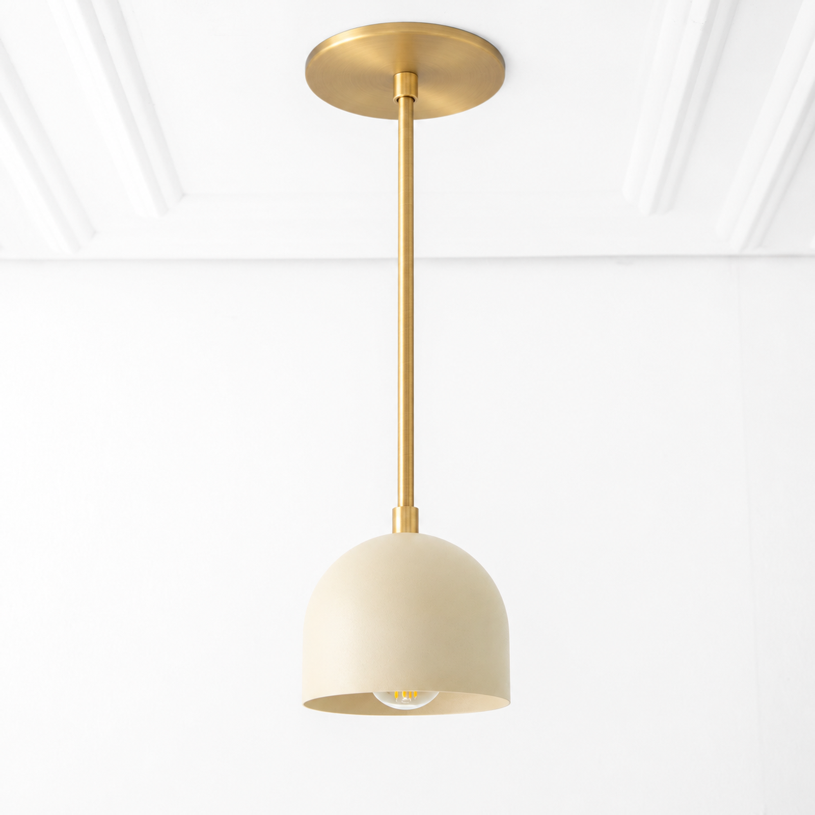 PENDANT MODEL NO. 8906 in Sealed Brass/Cream with cream shade