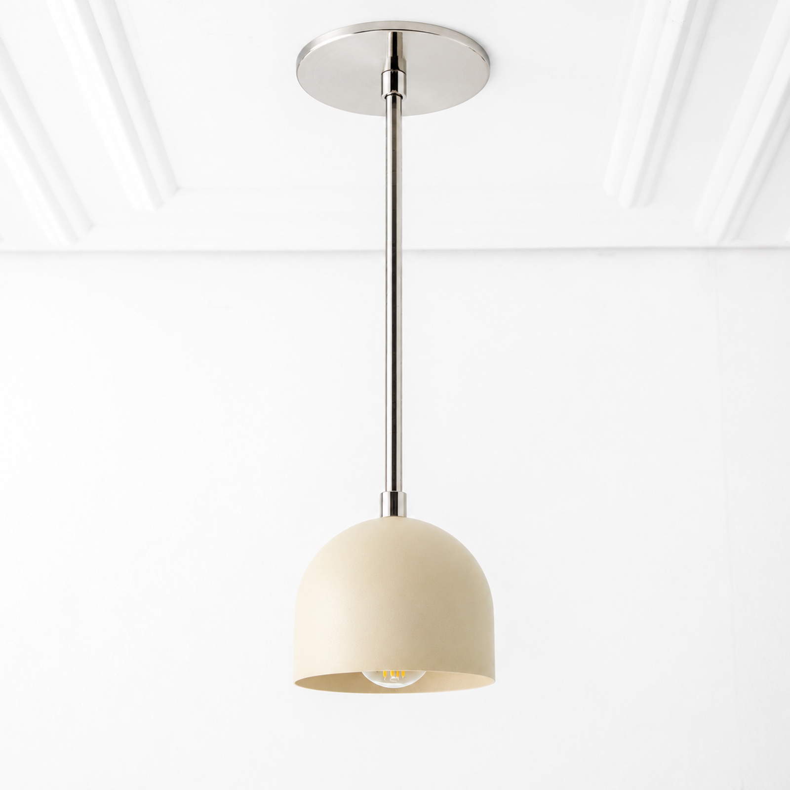 PENDANT MODEL NO. 8906 in Polished Nickel/Cream with cream shade