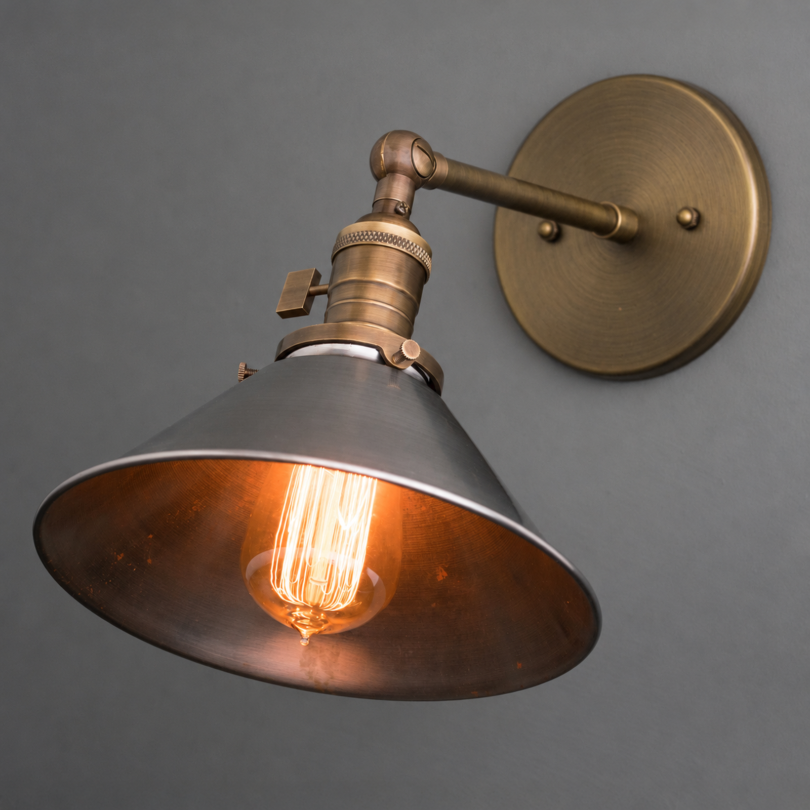 SCONCE MODEL NO. 4088 in Antique Brass with steel shade
