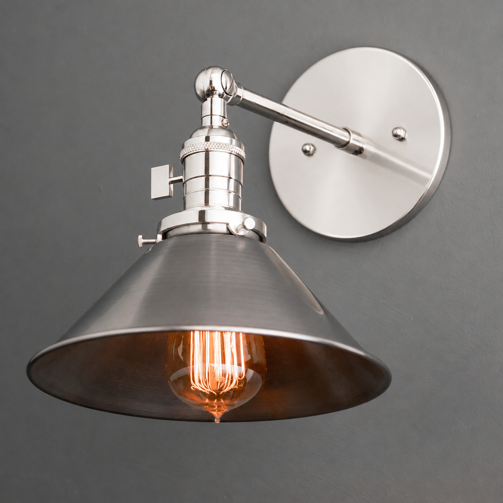 SCONCE MODEL NO. 4088 in Polished Nickel with steel shade