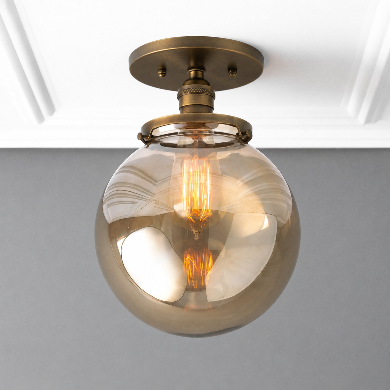 CEILING LIGHT MODEL NO. 6016 in Antique Brass