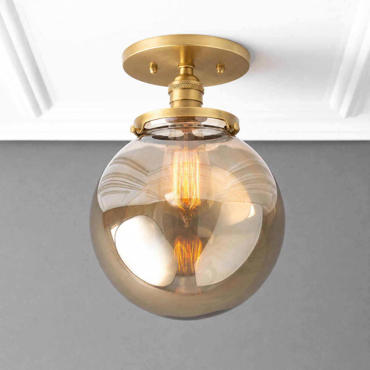 CEILING LIGHT MODEL NO. 6016 in Raw Brass