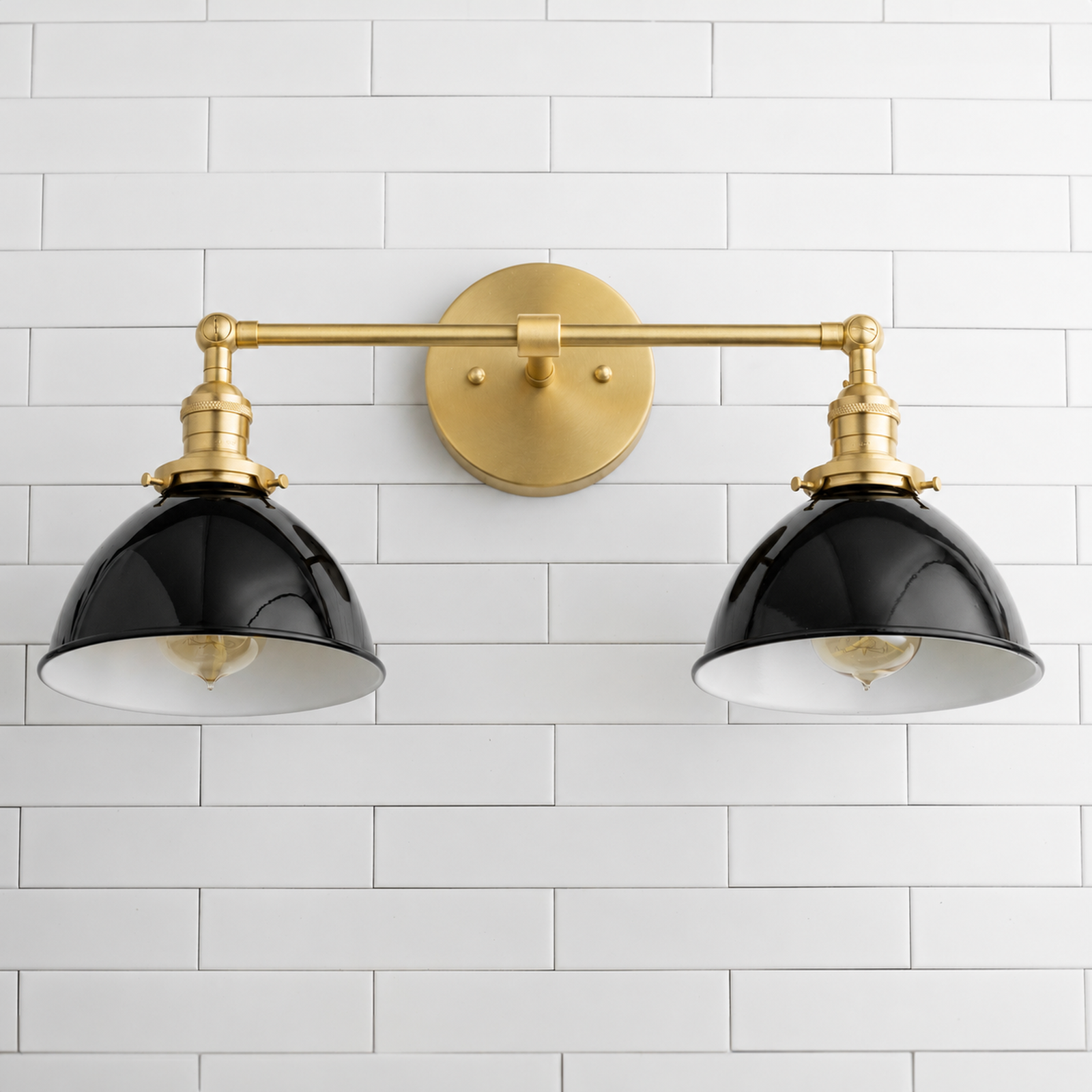 VANITY LIGHT MODEL NO. 7917 in Sealed Brass with black shades