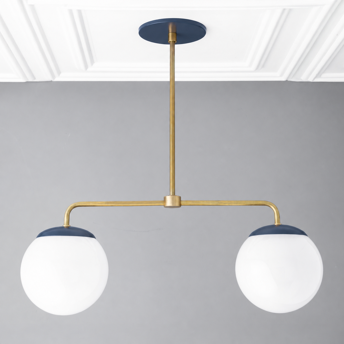 CHANDELIER MODEL NO. 3883 in Coal Blue/S. Brass/Coal Blue