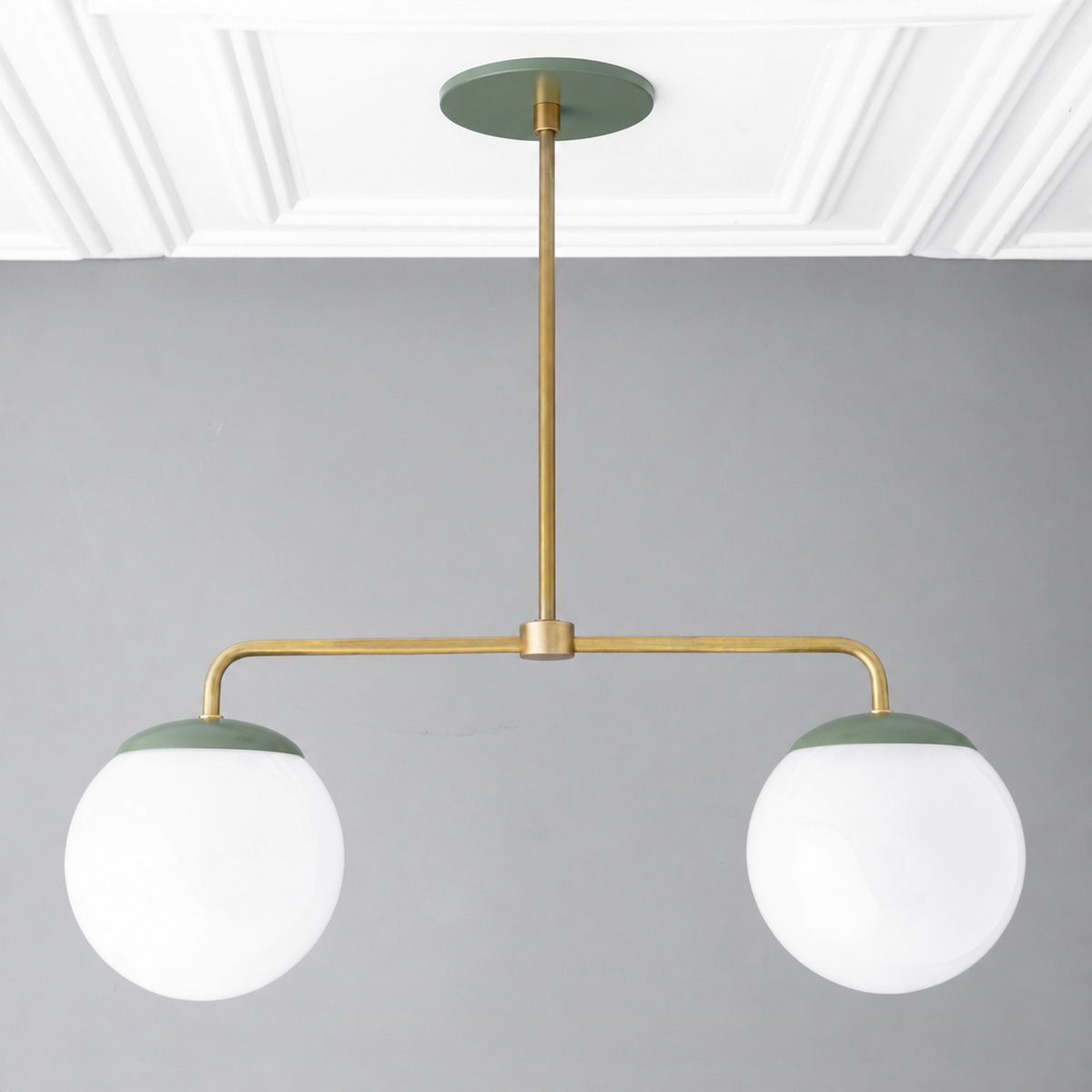 CHANDELIER MODEL NO. 3883 in Green/S.Brass/Green