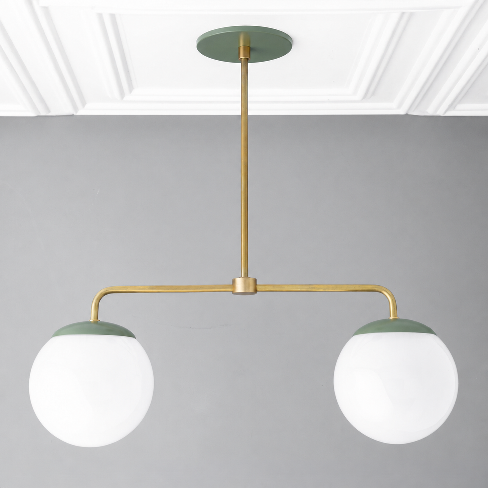 CHANDELIER MODEL NO. 3883 in Green/S.Brass/Green