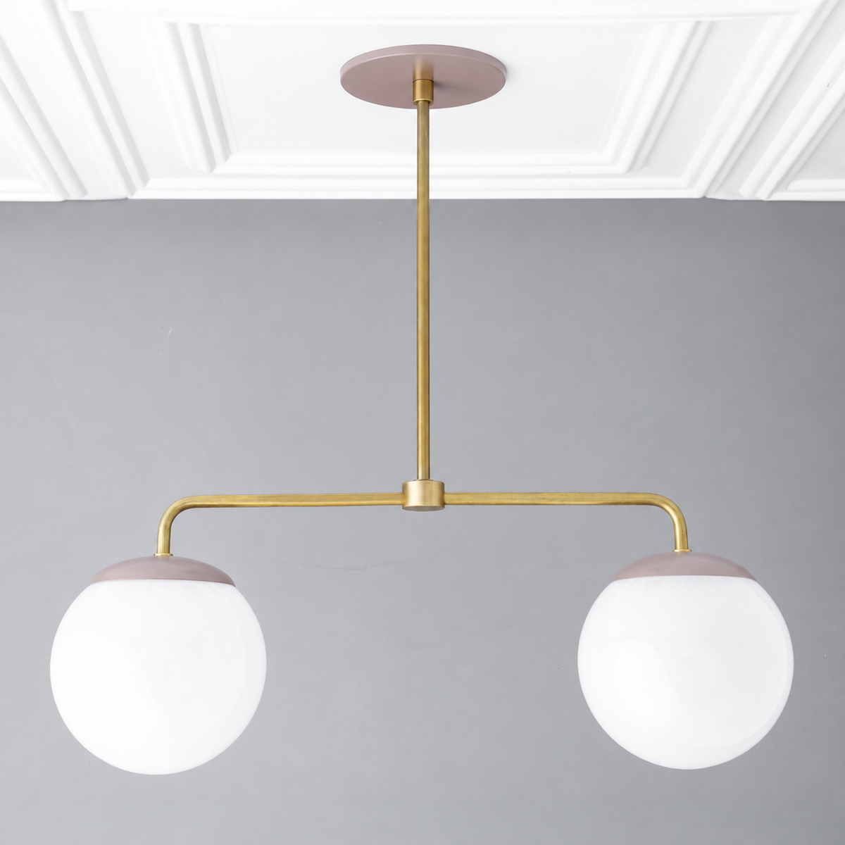 CHANDELIER MODEL NO. 3883 in Mauve/S.Brass/Mauve