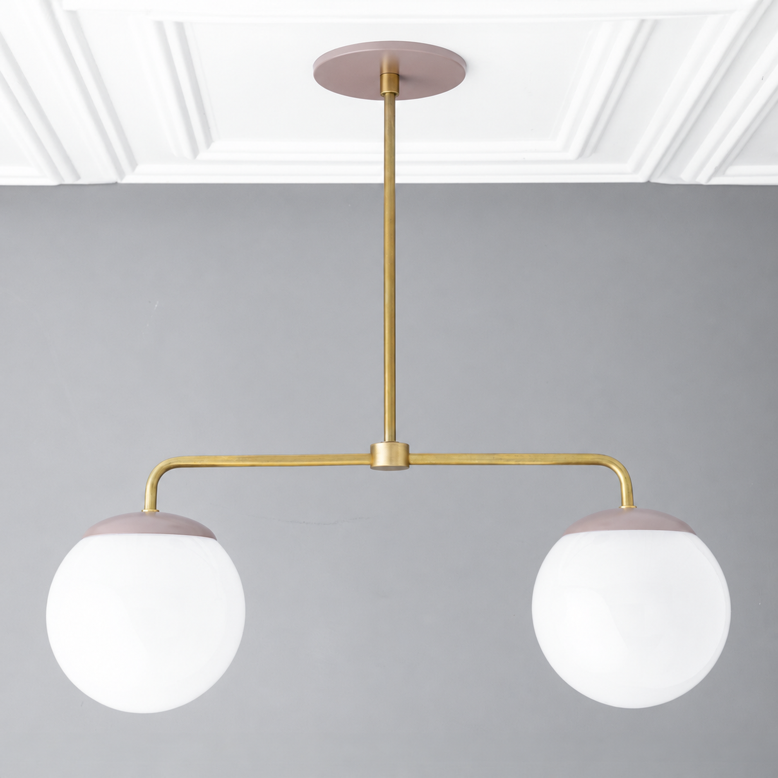 CHANDELIER MODEL NO. 3883 in Mauve/S.Brass/Mauve