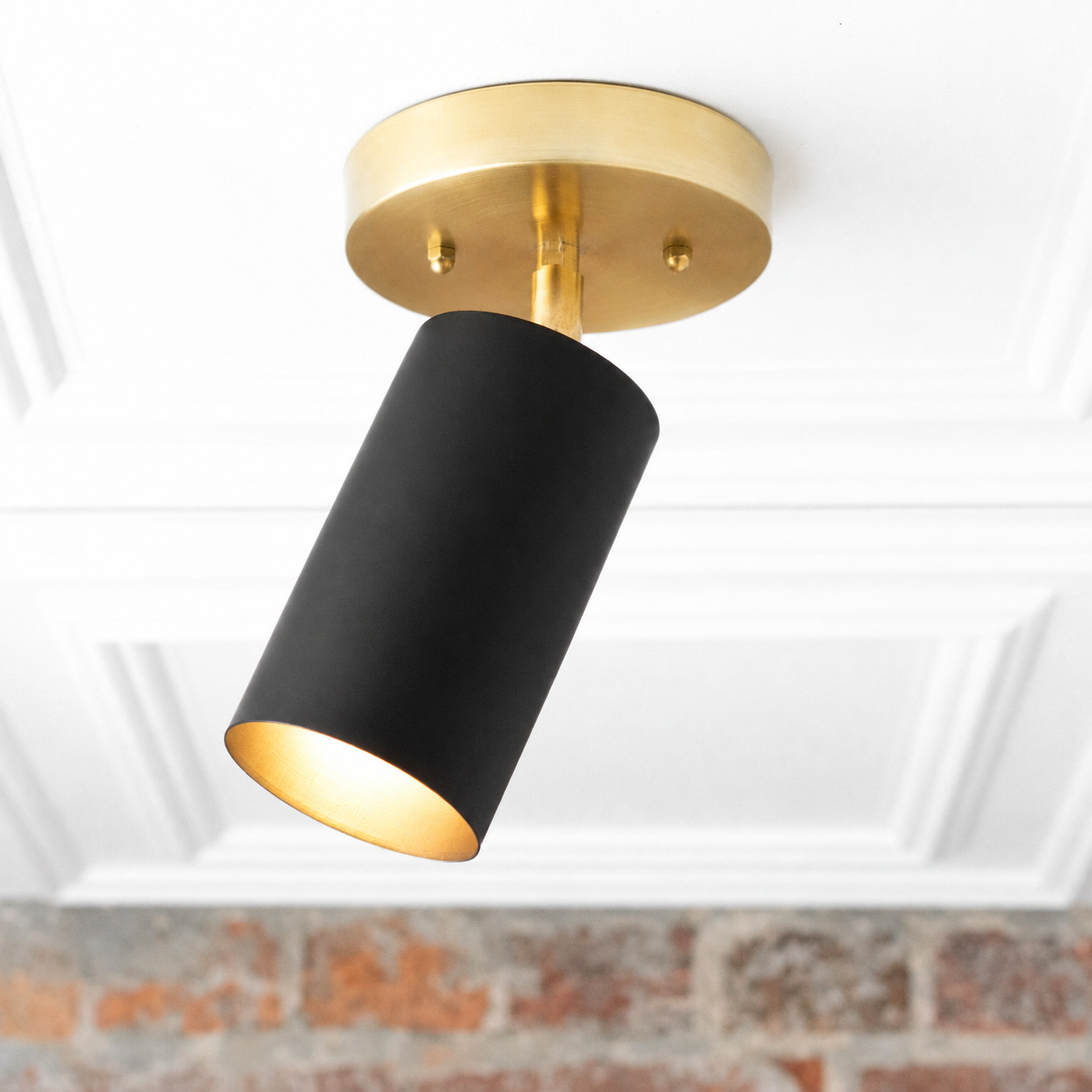 CEILING LIGHT MODEL NO. 2462 in Raw Brass/Black