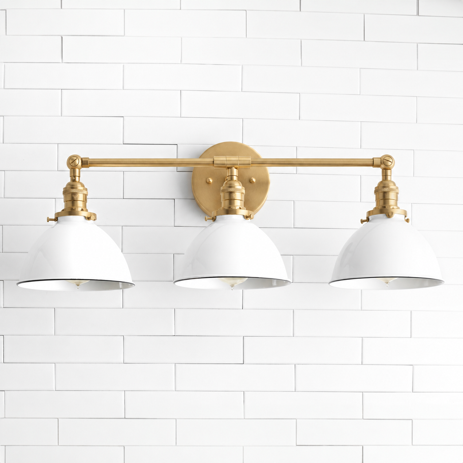 VANITY LIGHT MODEL NO. 0085 in Raw Brass or Sealed Brass with white shade