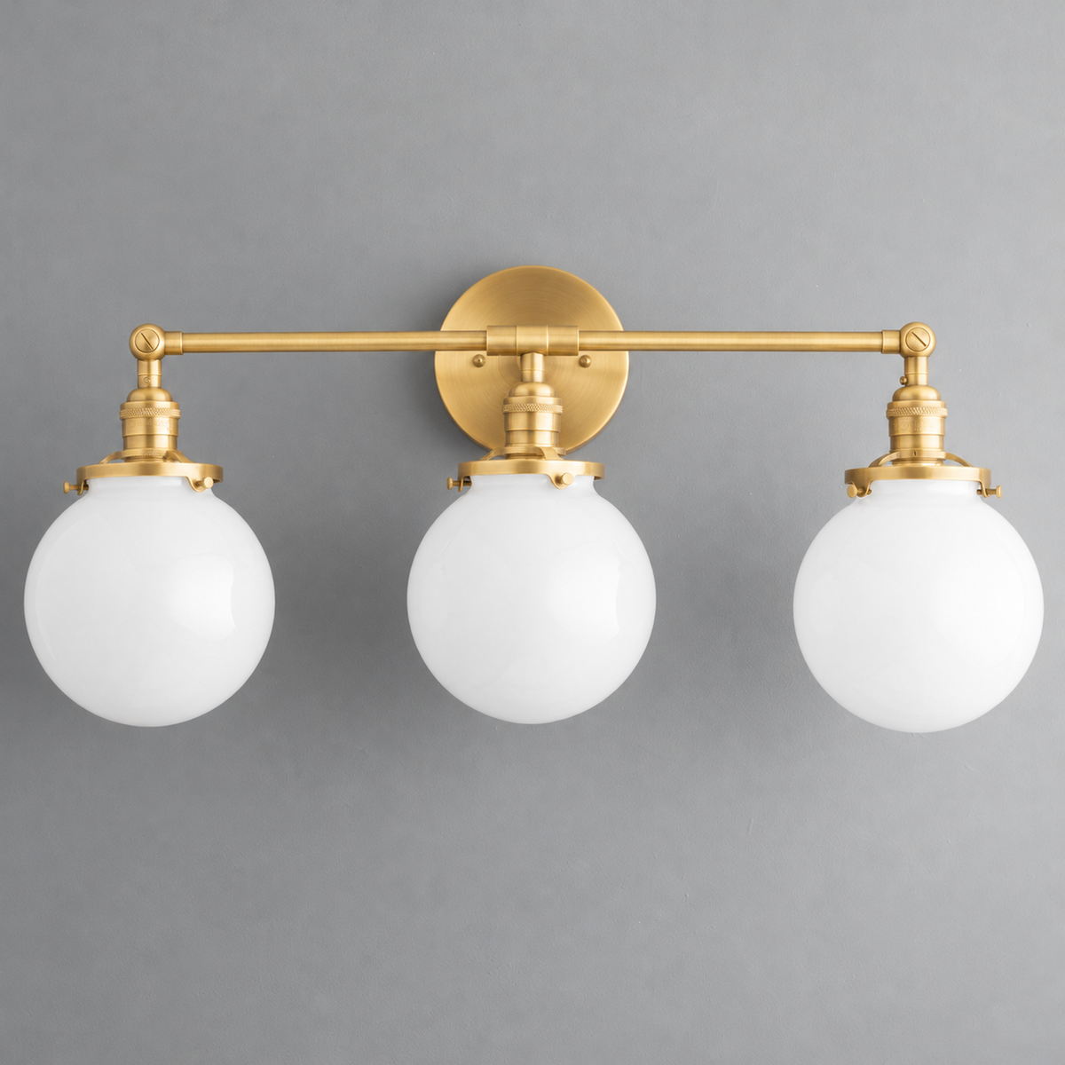 VANITY LIGHT MODEL NO. 8241 in Sealed Brass with opal glass globe