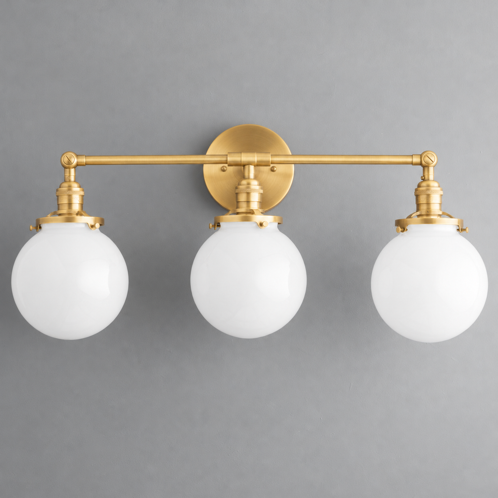 VANITY LIGHT MODEL NO. 8241 in Sealed Brass with opal glass globe