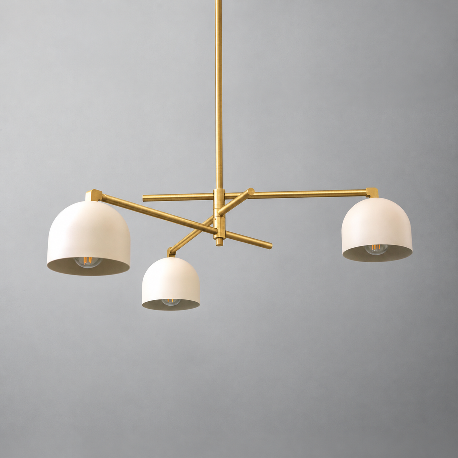 CHANDELIER MODEL NO. 9965 in Raw Brass/Cream