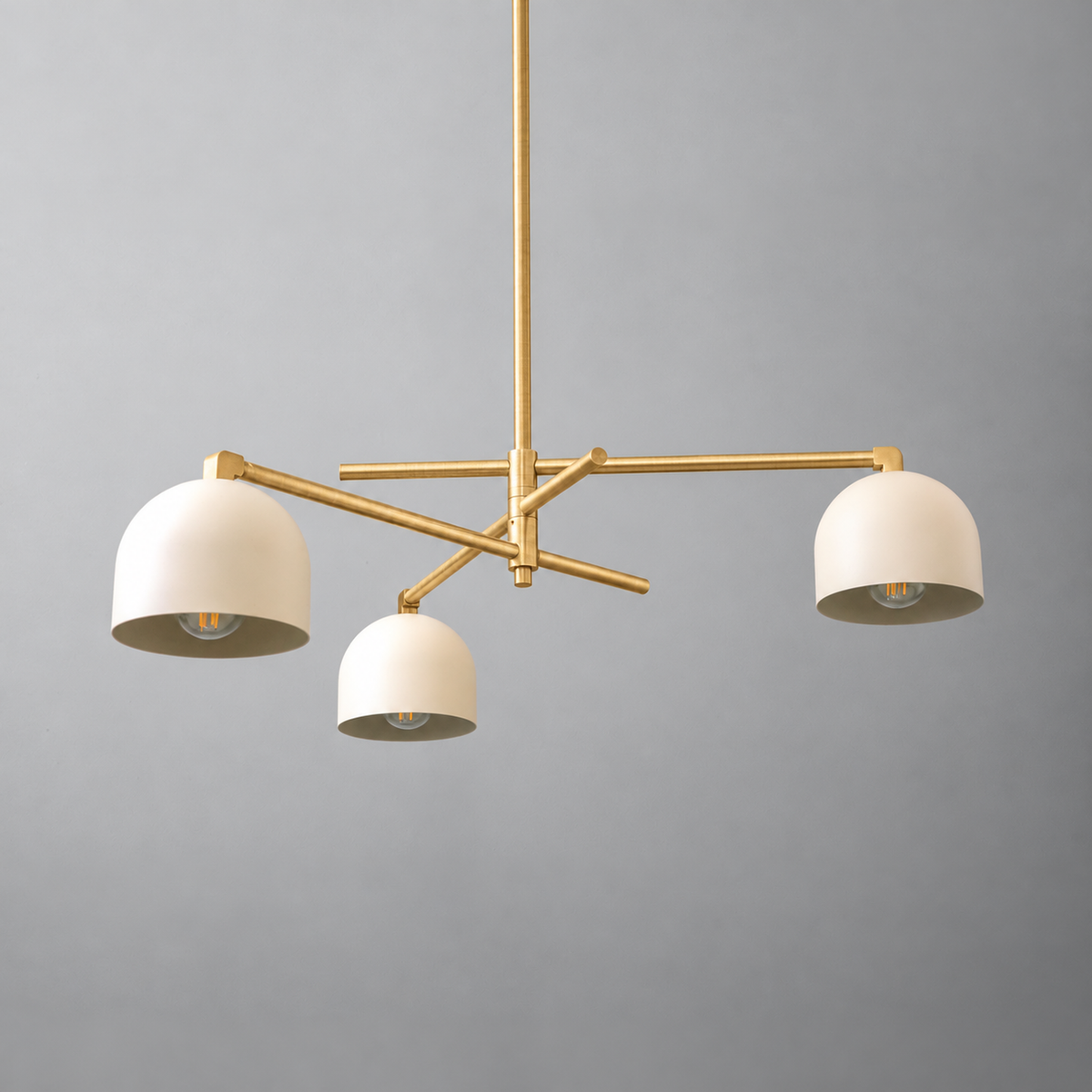 CHANDELIER MODEL NO. 9965 in Sealed Brass/Cream