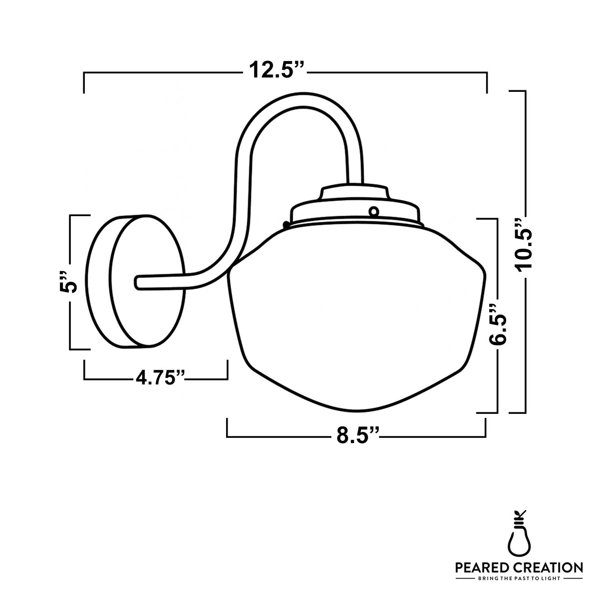 Sconce dimensions: 8.5 in wide, 10.5 in tall, 12.5 in deep. - SCONCE MODEL NO. 5446