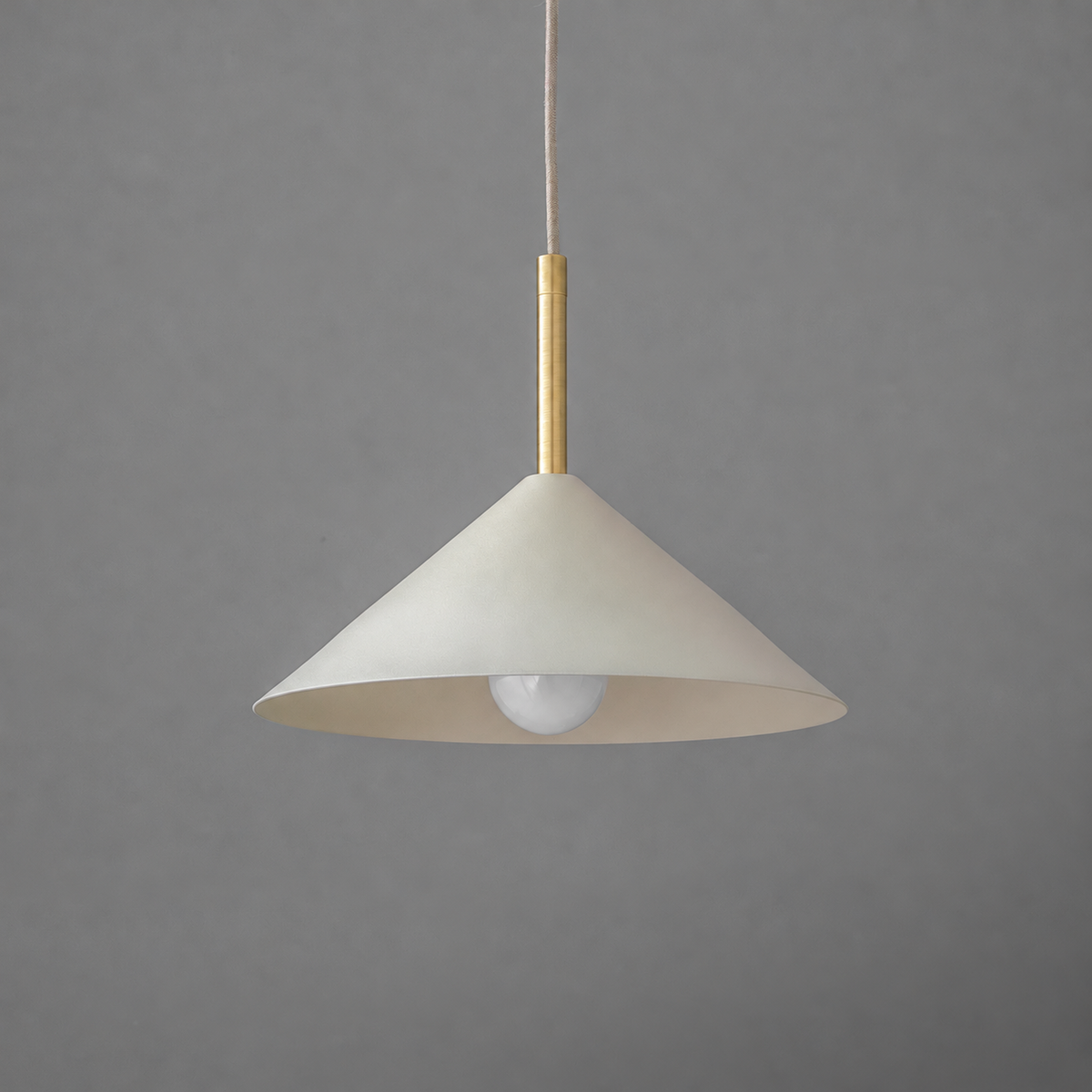 PENDANT MODEL NO. 5102 in Raw Brass or Sealed Brass with cream shade