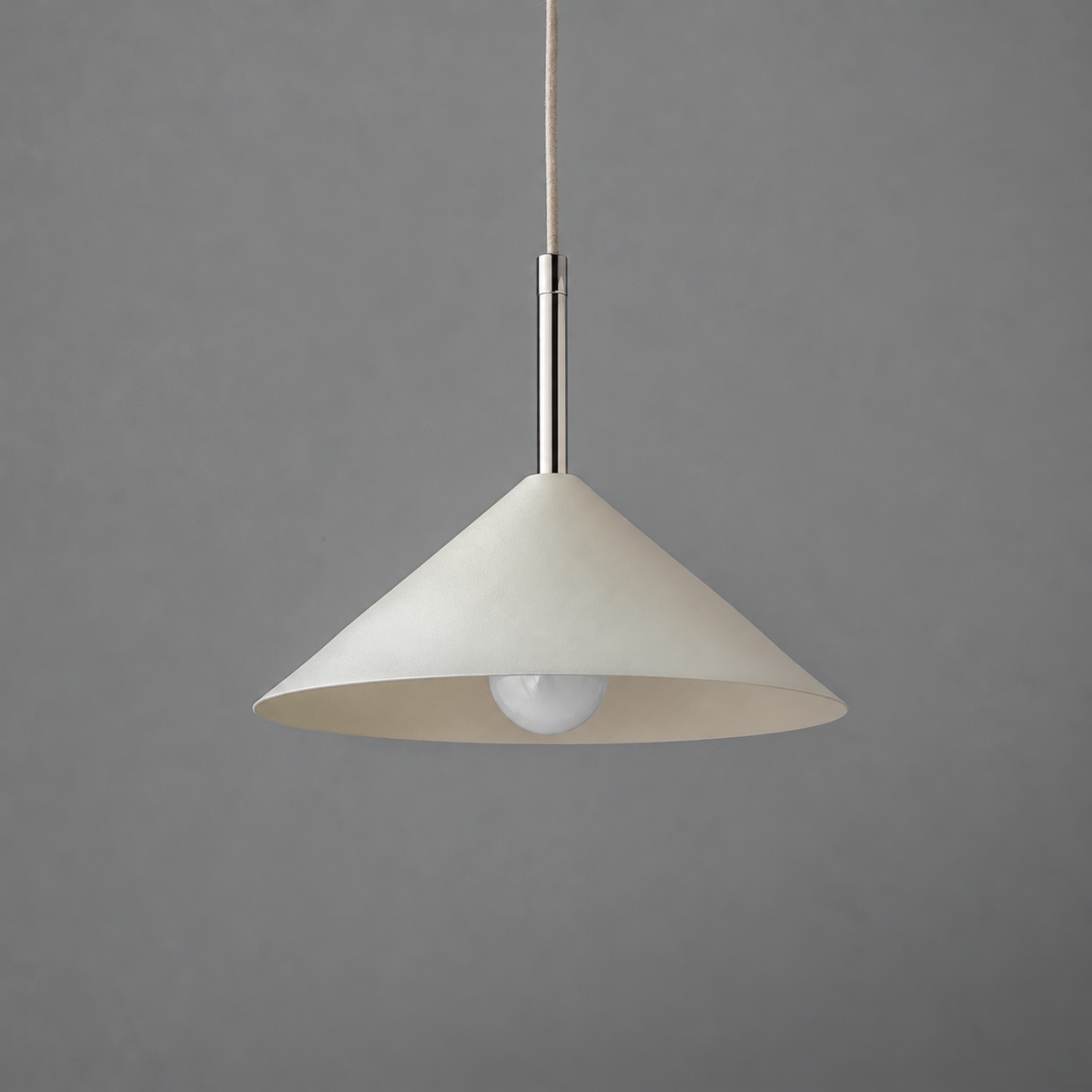 PENDANT MODEL NO. 5102 in Polished Nickel with cream shade