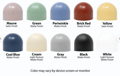 Glossy dome-shaped sconce shades in nine colors including mauve, green, periwinkle, brick red, yellow, coal blue, cream,. - SCONCE MODEL NO. 2206