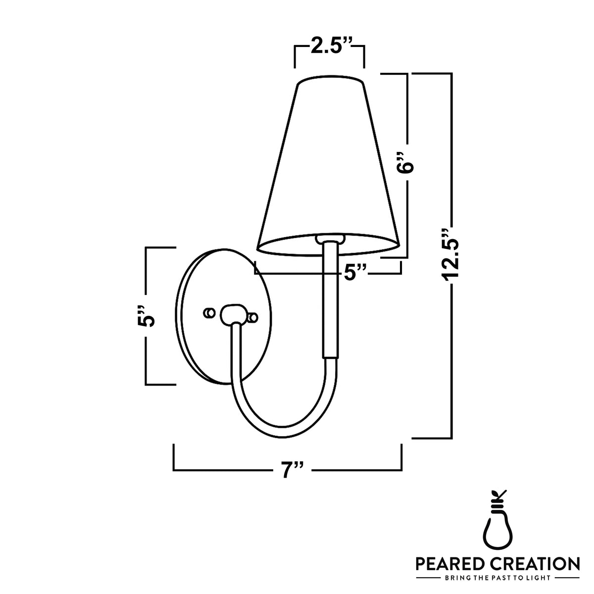 Wall-mounted sconce with tapered shade, curved arm, and round backplate in classic design. - SCONCE MODEL NO. 4594