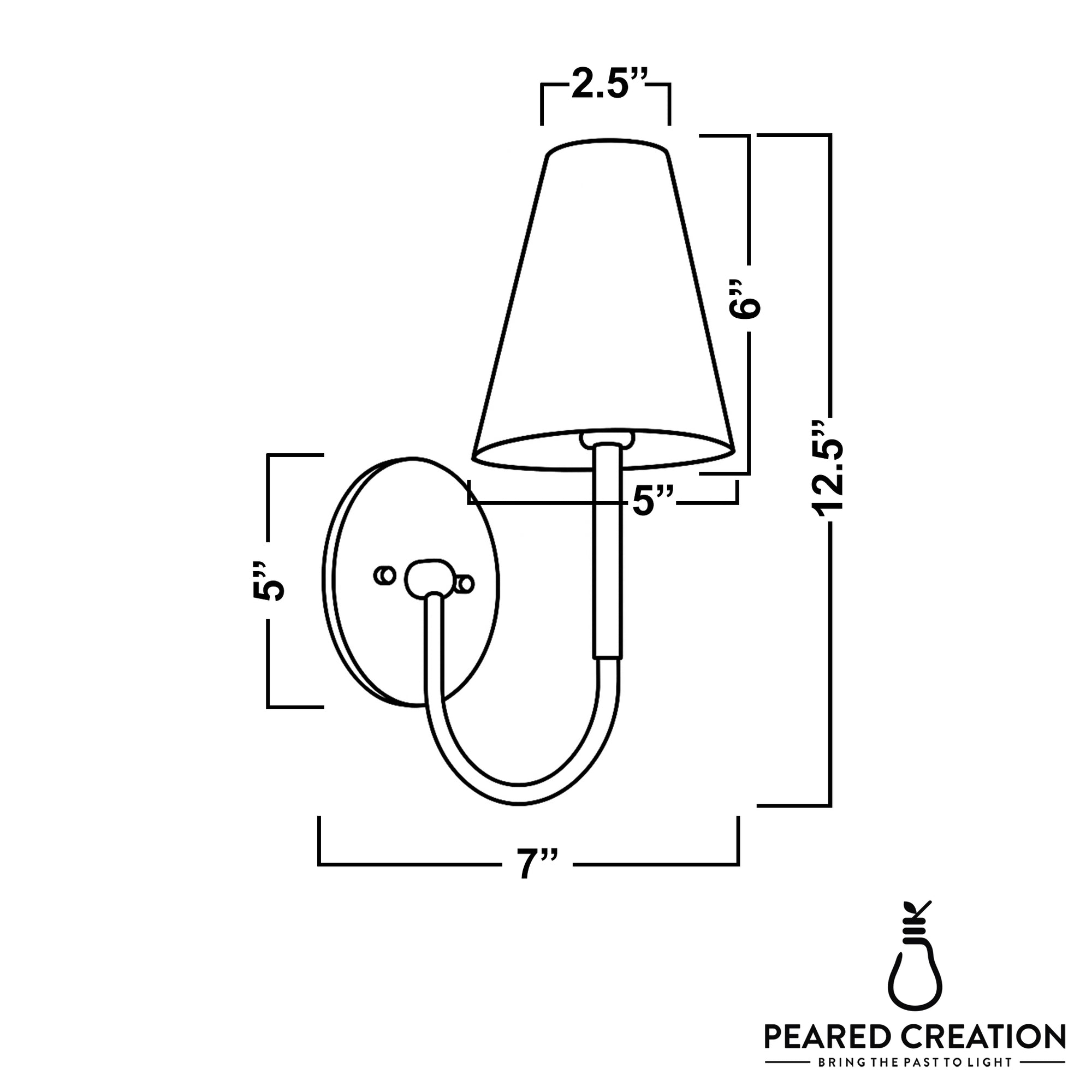 Wall-mounted sconce with tapered shade, curved arm, and round backplate in classic design. - SCONCE MODEL NO. 4594